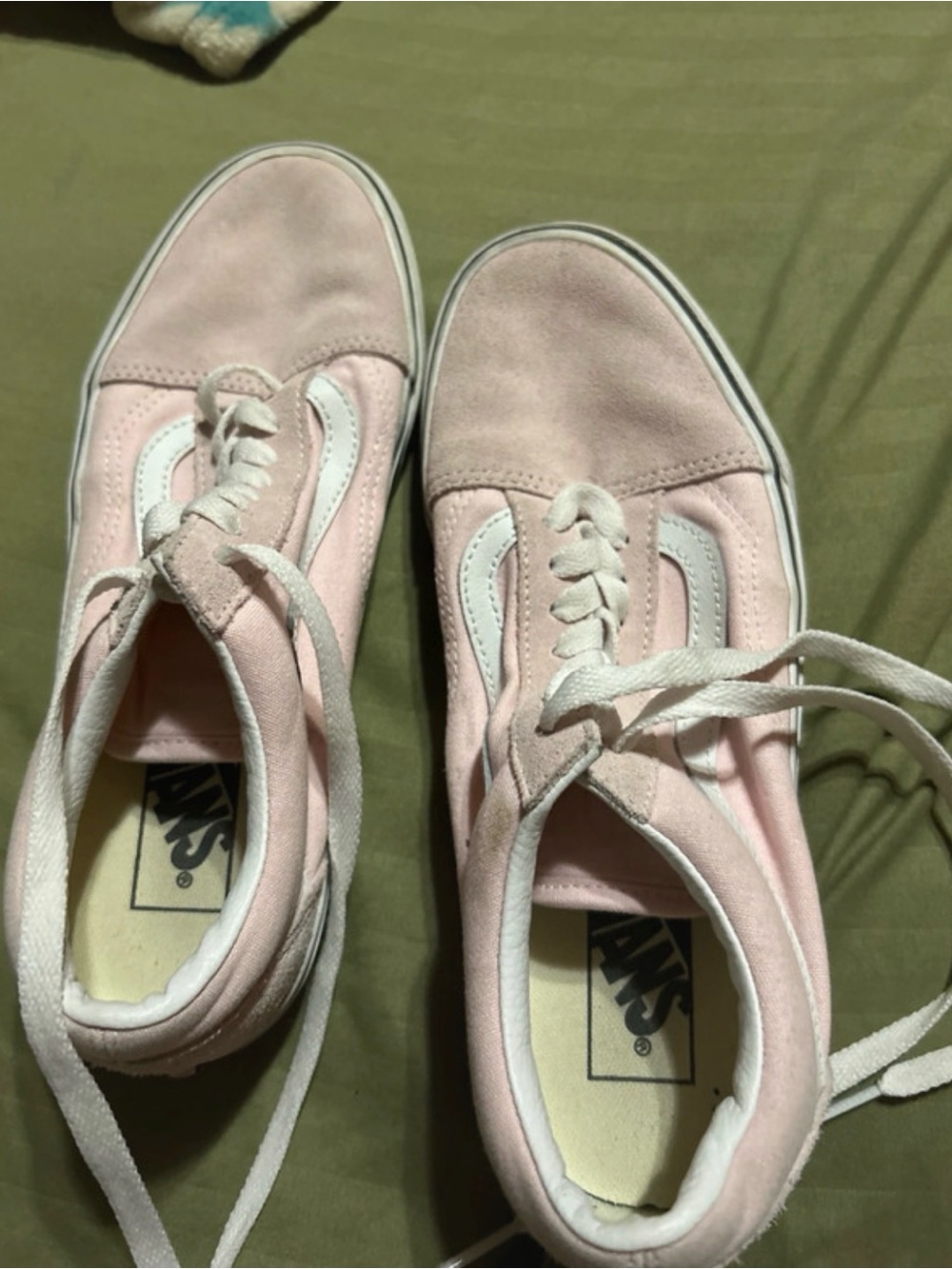 Vans Pink Suede Old Skool Low-Top Sneakers with White Stripe